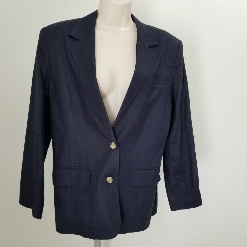 Talbots Petite Black Linen Women's Blazer Jacket